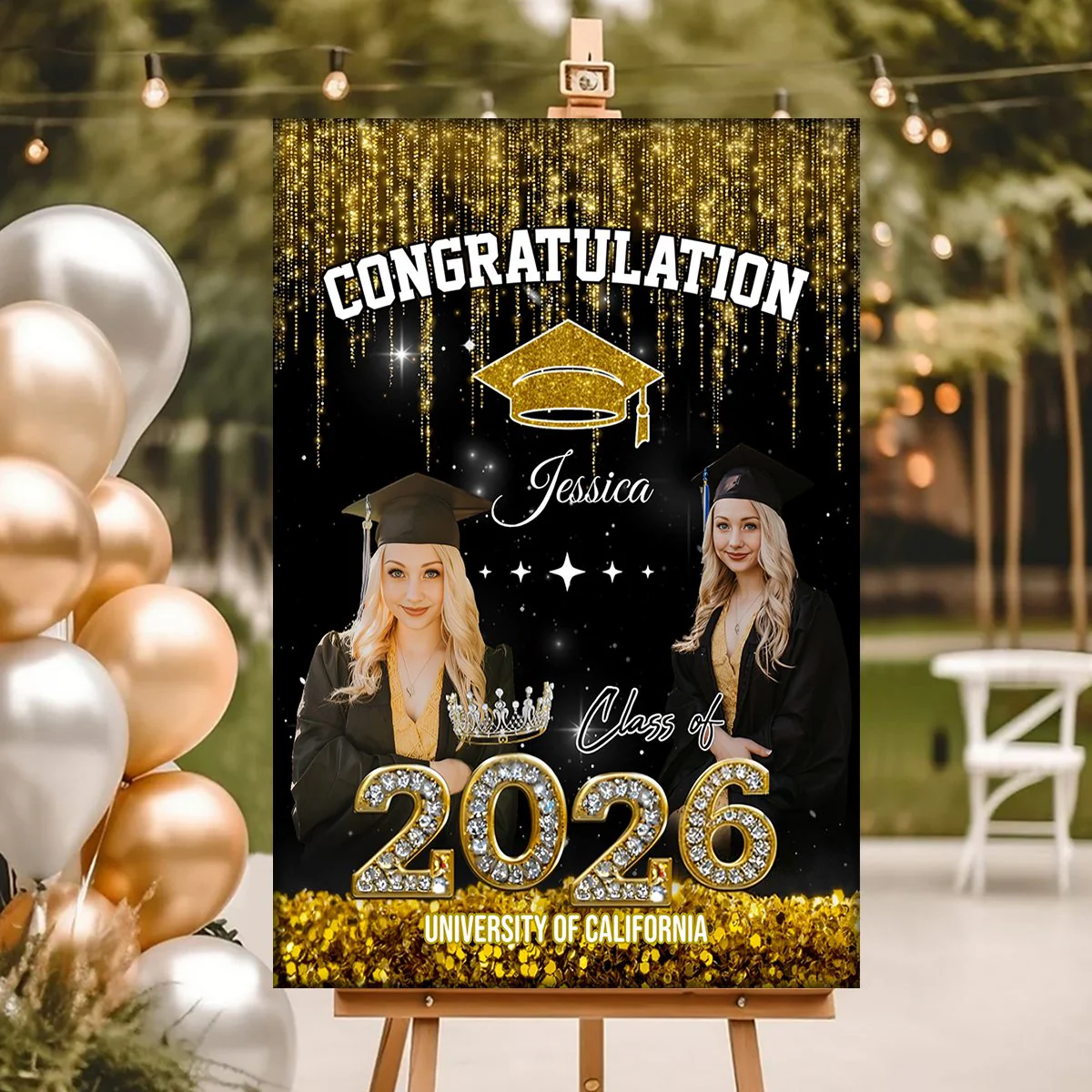 Congratulation Class Of 2026 Glitter Custom Party Welcome Sign - Personalized Graduation Decoration - Image 4
