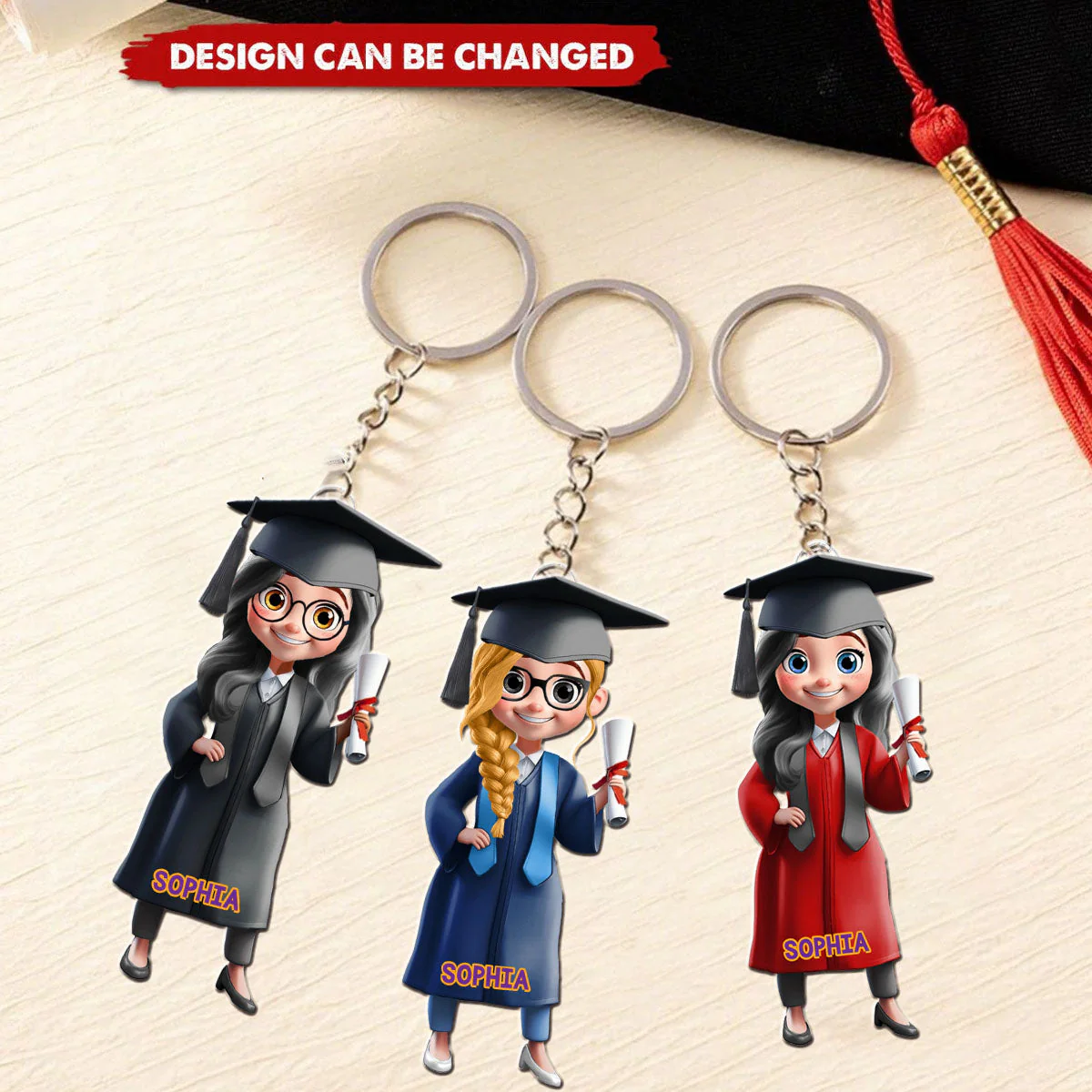 Congratulations Class Of - Personalized College Graduation Acrylic Keychain - Image 4