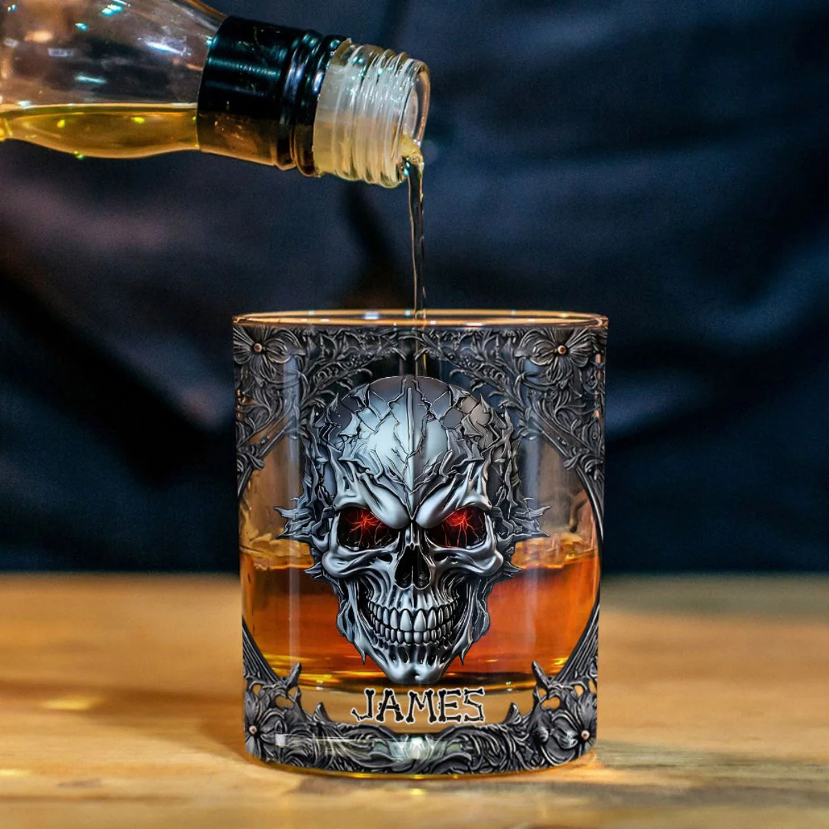 Cool Skull - Personalized Skull Whiskey Glass - Image 3