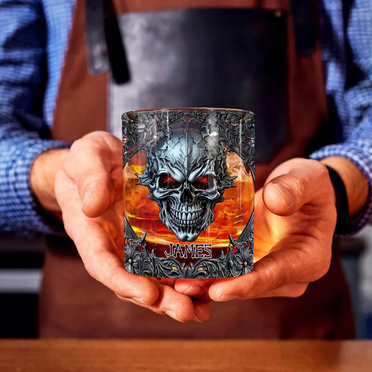 Cool Skull - Personalized Skull Whiskey Glass - Image 4