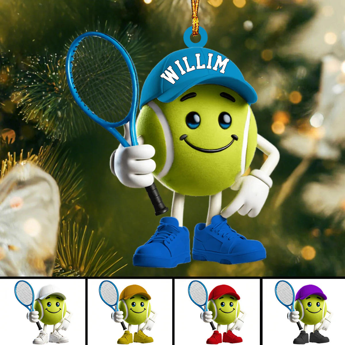 Cool Tennis Ball Christmas Ornament, Personalized Ornament, Tennis Lover Christmas Gift - Image 2