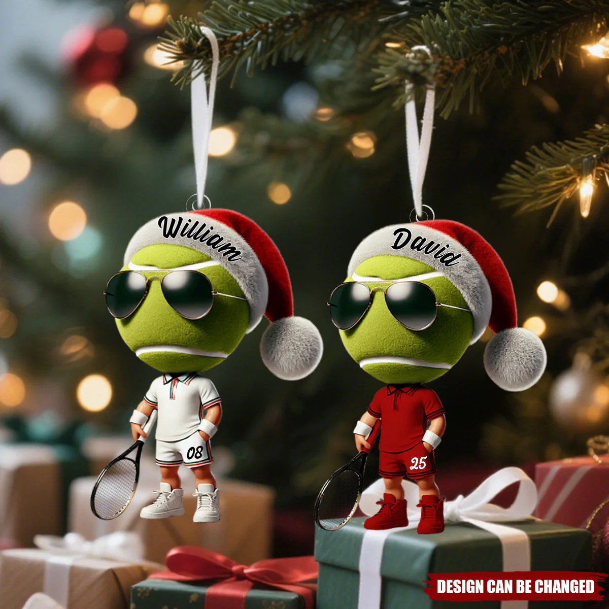 Cool Tennis Player Christmas Ornament, Personalized Acrylic  Ornament - Image 5