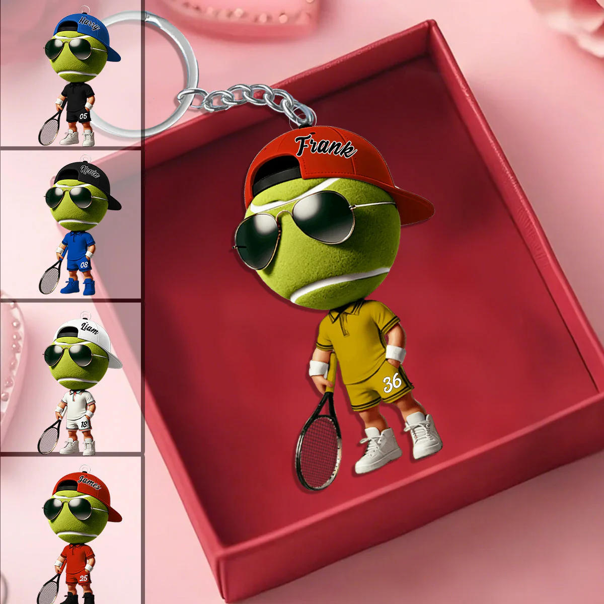Cool Tennis Player Custom Name Personalized Tennis Keychain, Gift For Tennis Lover - Image 2