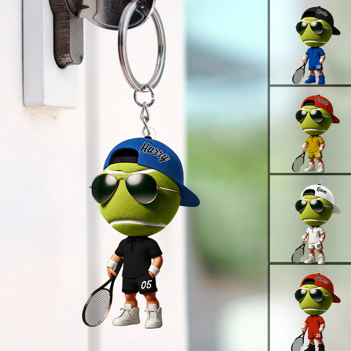 Cool Tennis Player Custom Name Personalized Tennis Keychain, Gift For Tennis Lover - Image 3