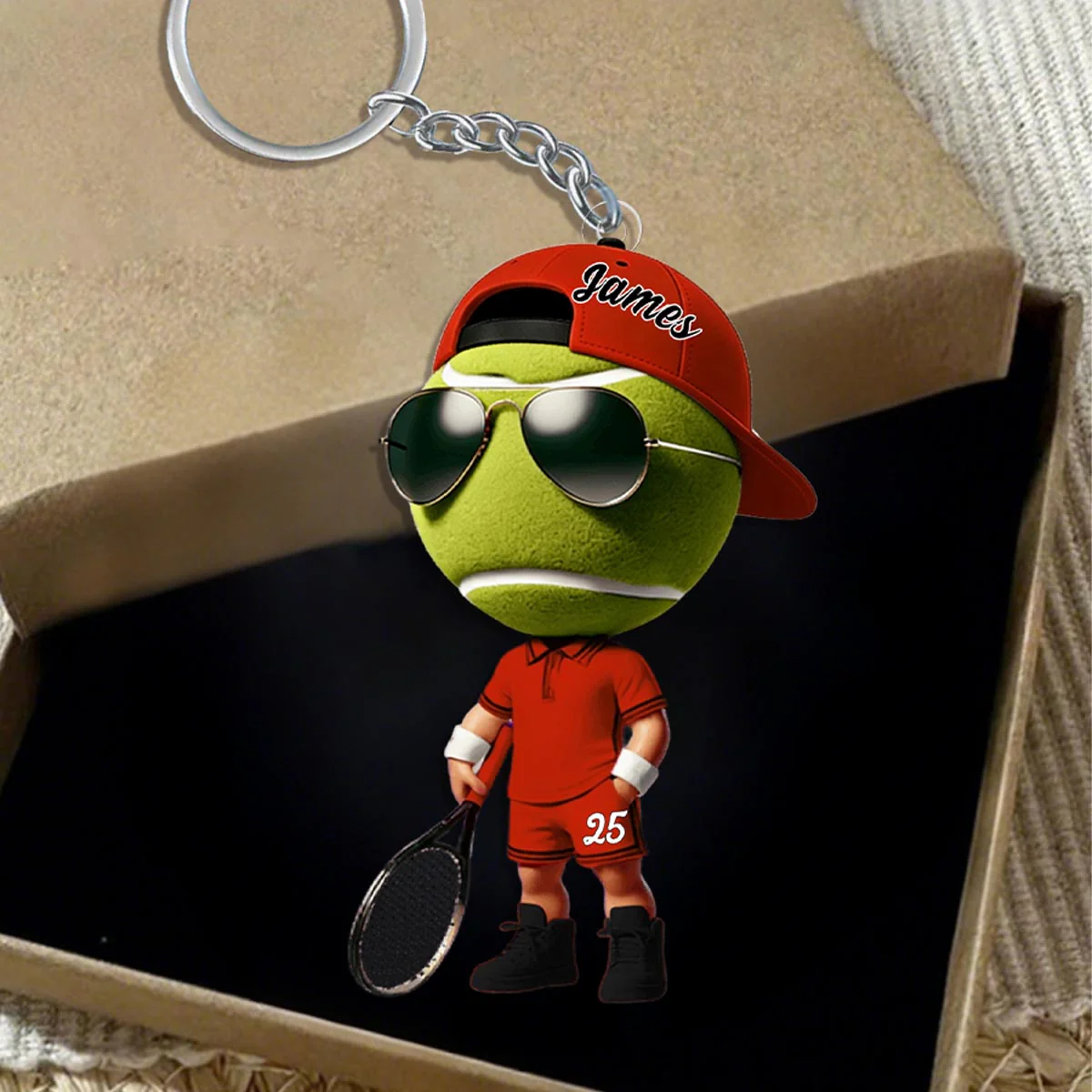 Cool Tennis Player Custom Name Personalized Tennis Keychain, Gift For Tennis Lover - Image 5