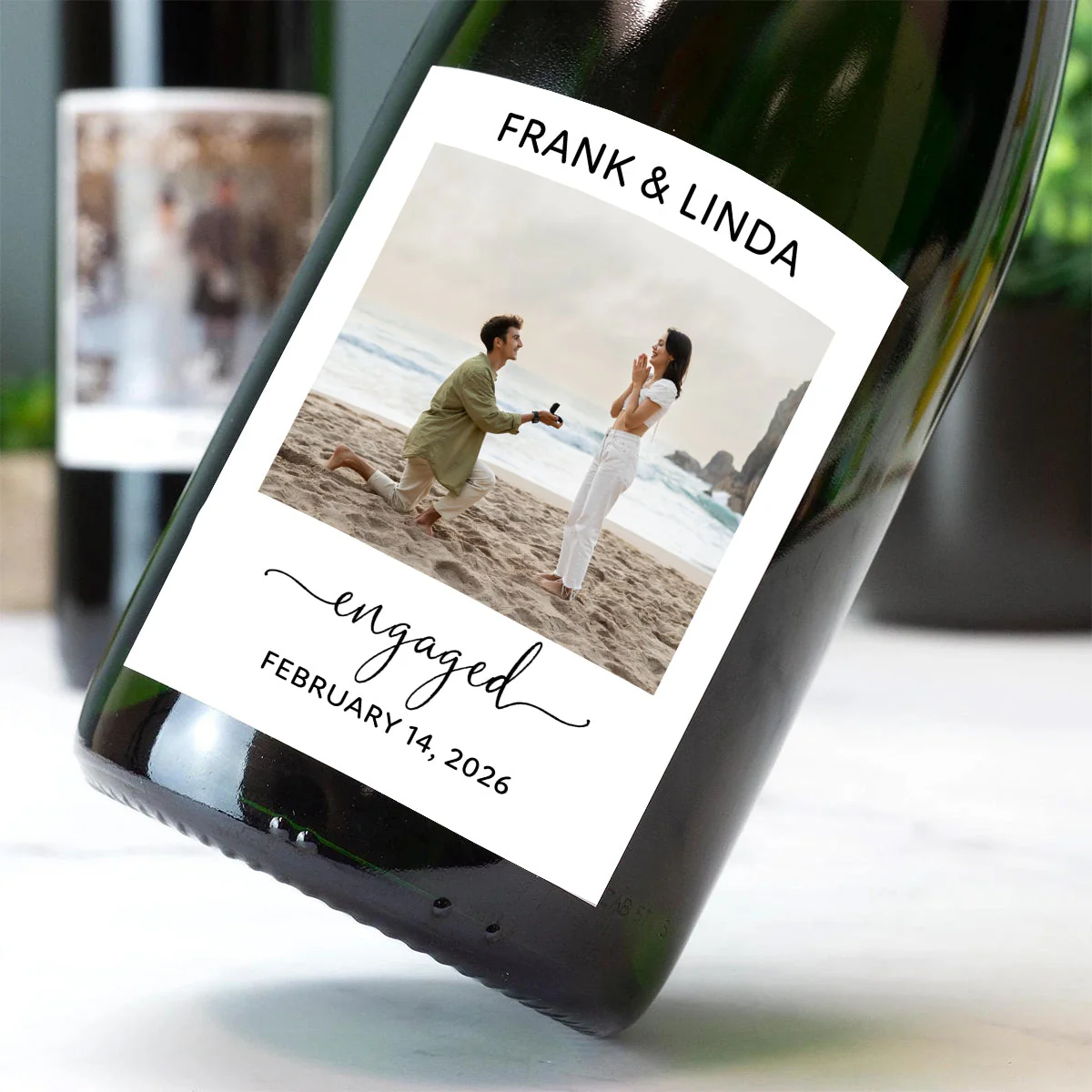 Couple Engagement Gift Personalized Photo Wine Label - Image 3