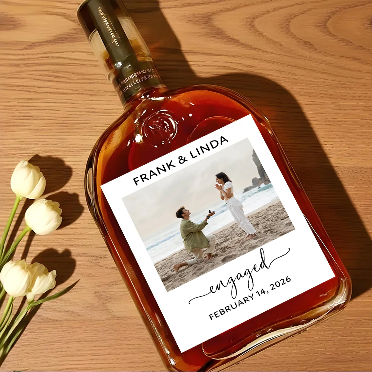 Couple Engagement Gift Personalized Photo Wine Label - Image 4