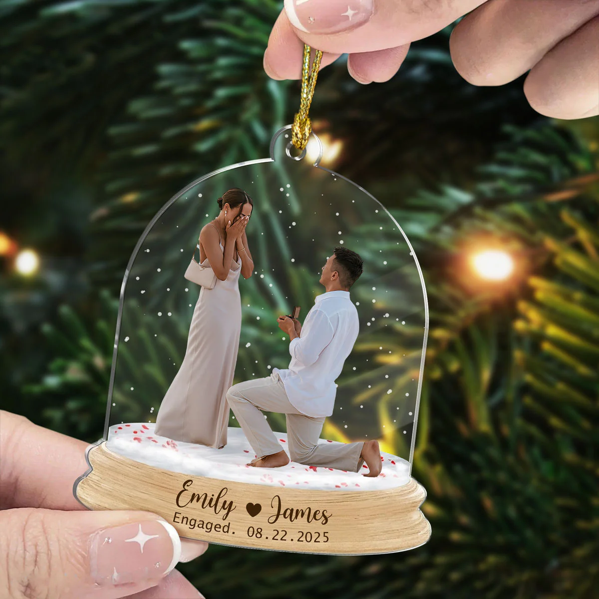 Couple Engagement Personalized Custom Photo Acrylic Ornament, Gift For Couples - Image 5