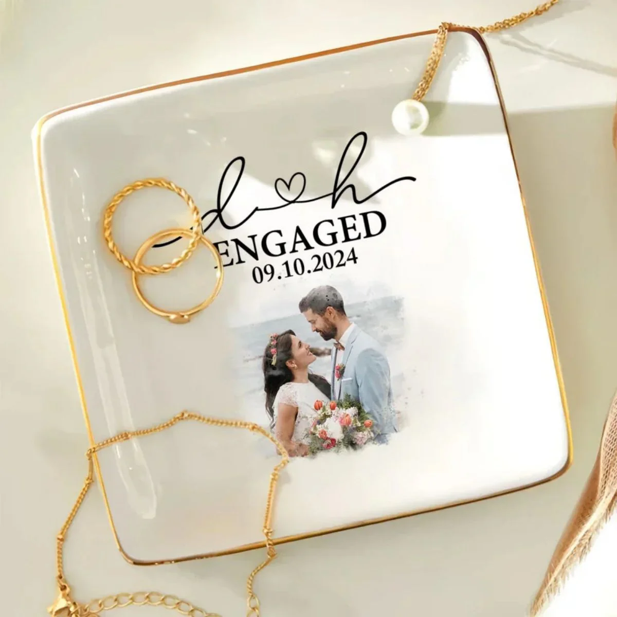 Couple Engagement - Personalized Jewelry Dish - Image 2