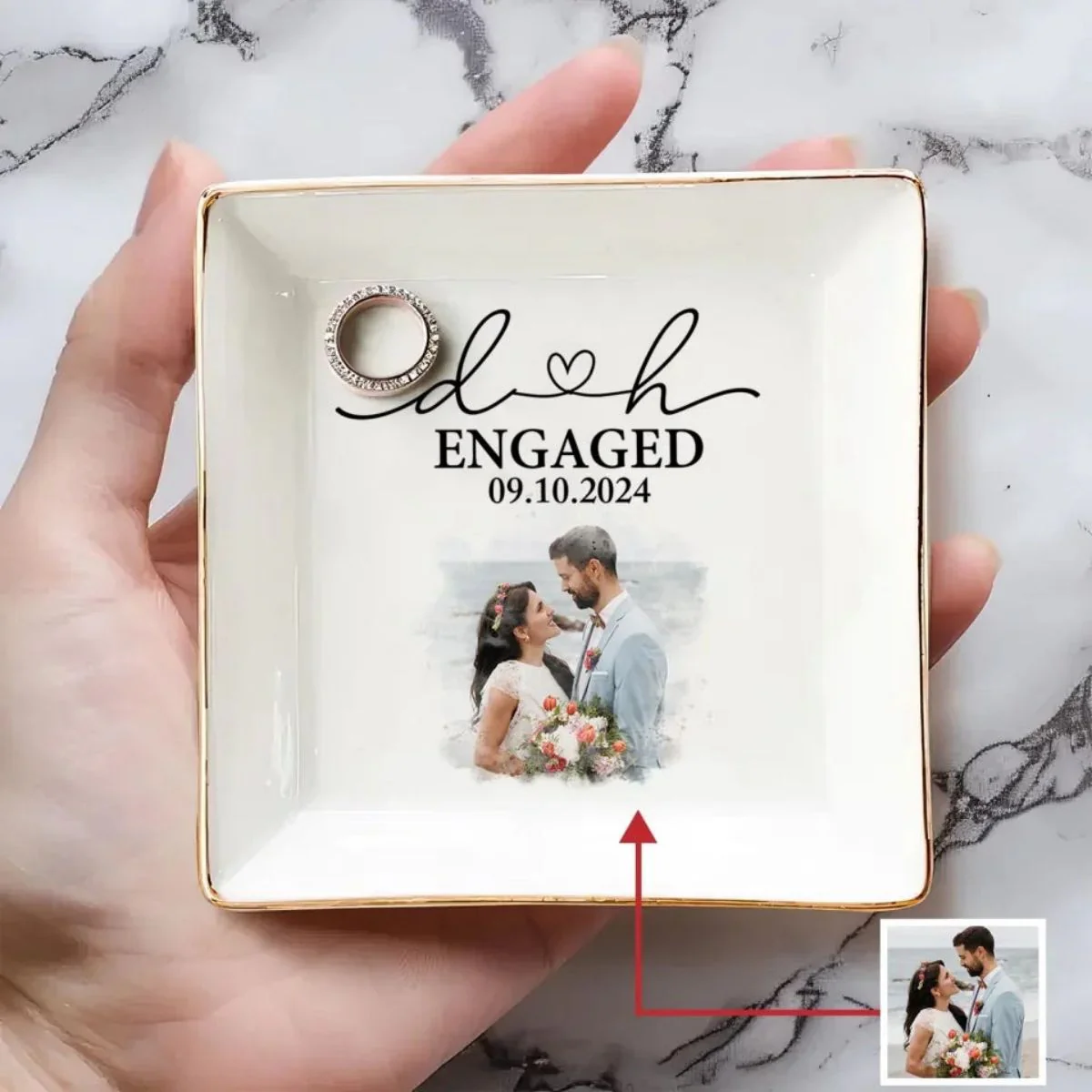 Couple Engagement - Personalized Jewelry Dish - Image 3