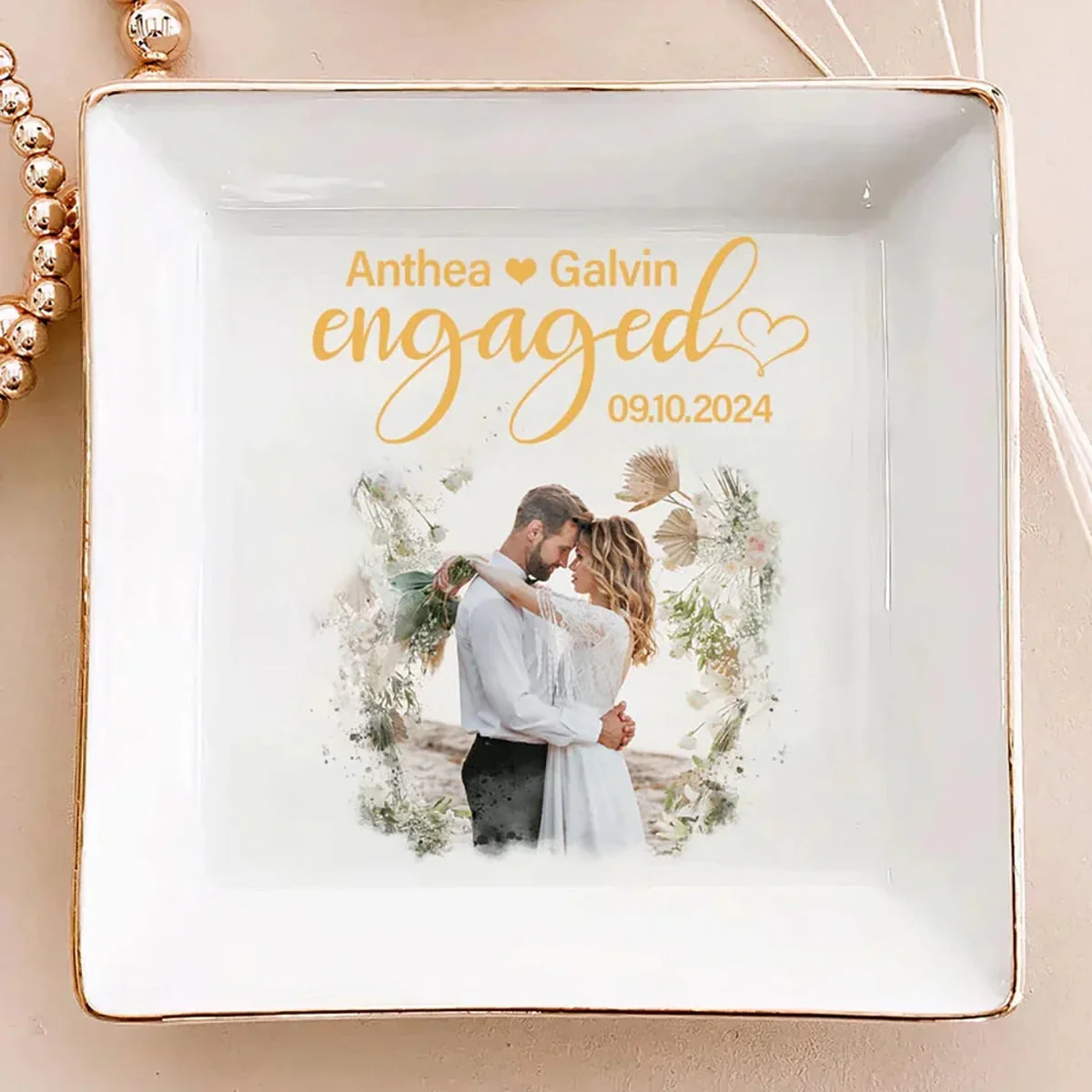 Couple Engagement - Personalized Jewelry Dish - Image 4
