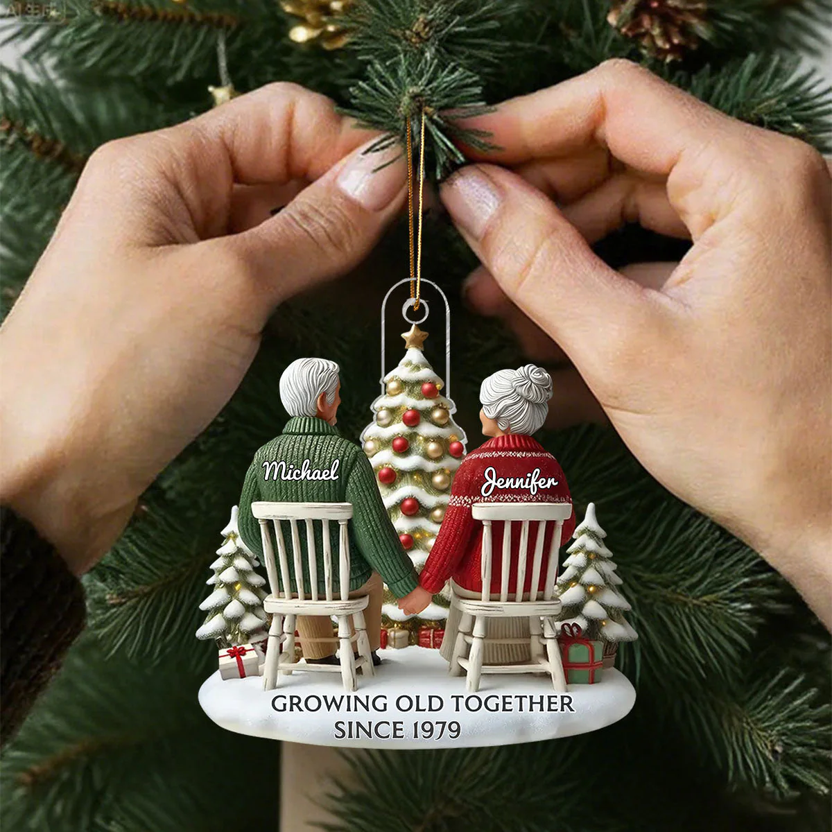 Couple Growing Old Together Personalized Flat Acrylic Ornament, Heartfelt 2025 Gift Anniversary Gift - Image 2