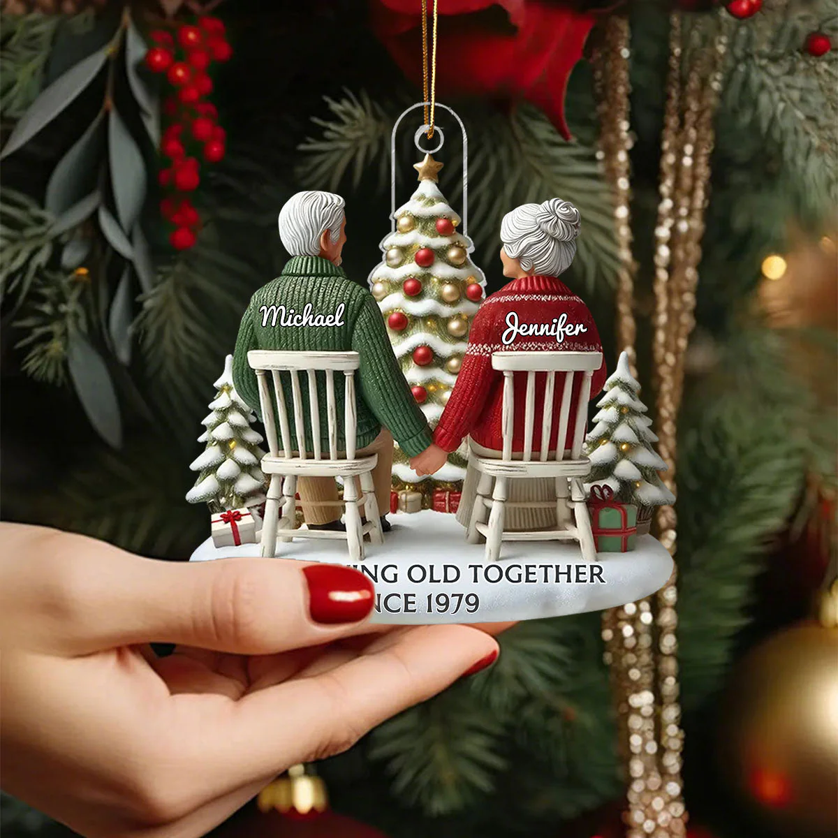 Couple Growing Old Together Personalized Flat Acrylic Ornament, Heartfelt 2025 Gift Anniversary Gift - Image 3