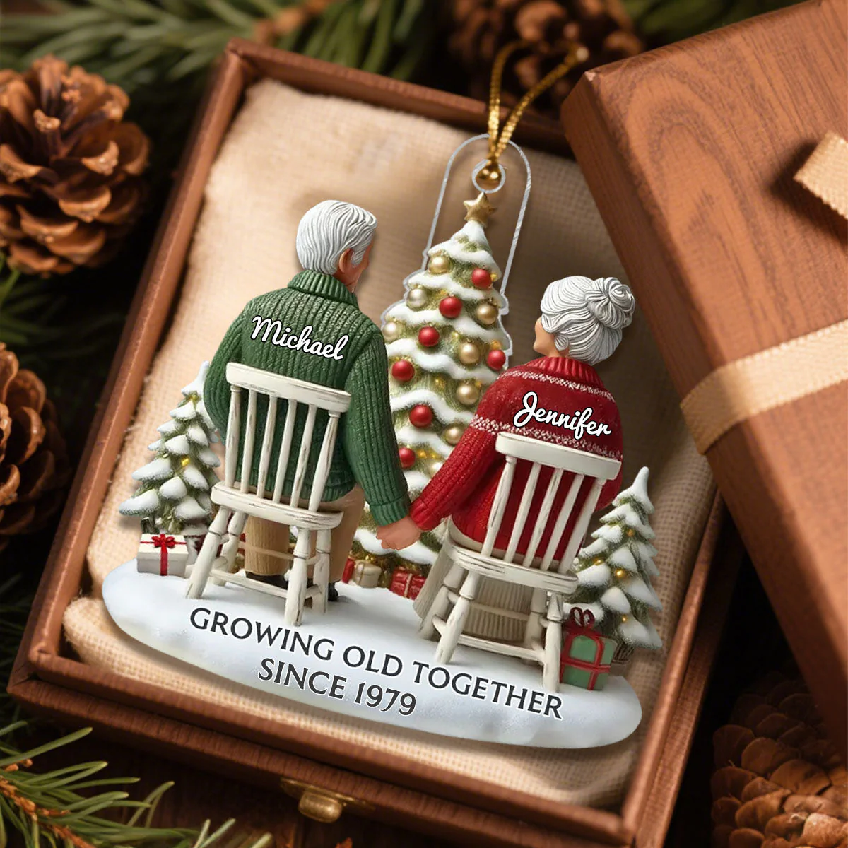 Couple Growing Old Together Personalized Flat Acrylic Ornament, Heartfelt 2025 Gift Anniversary Gift - Image 4