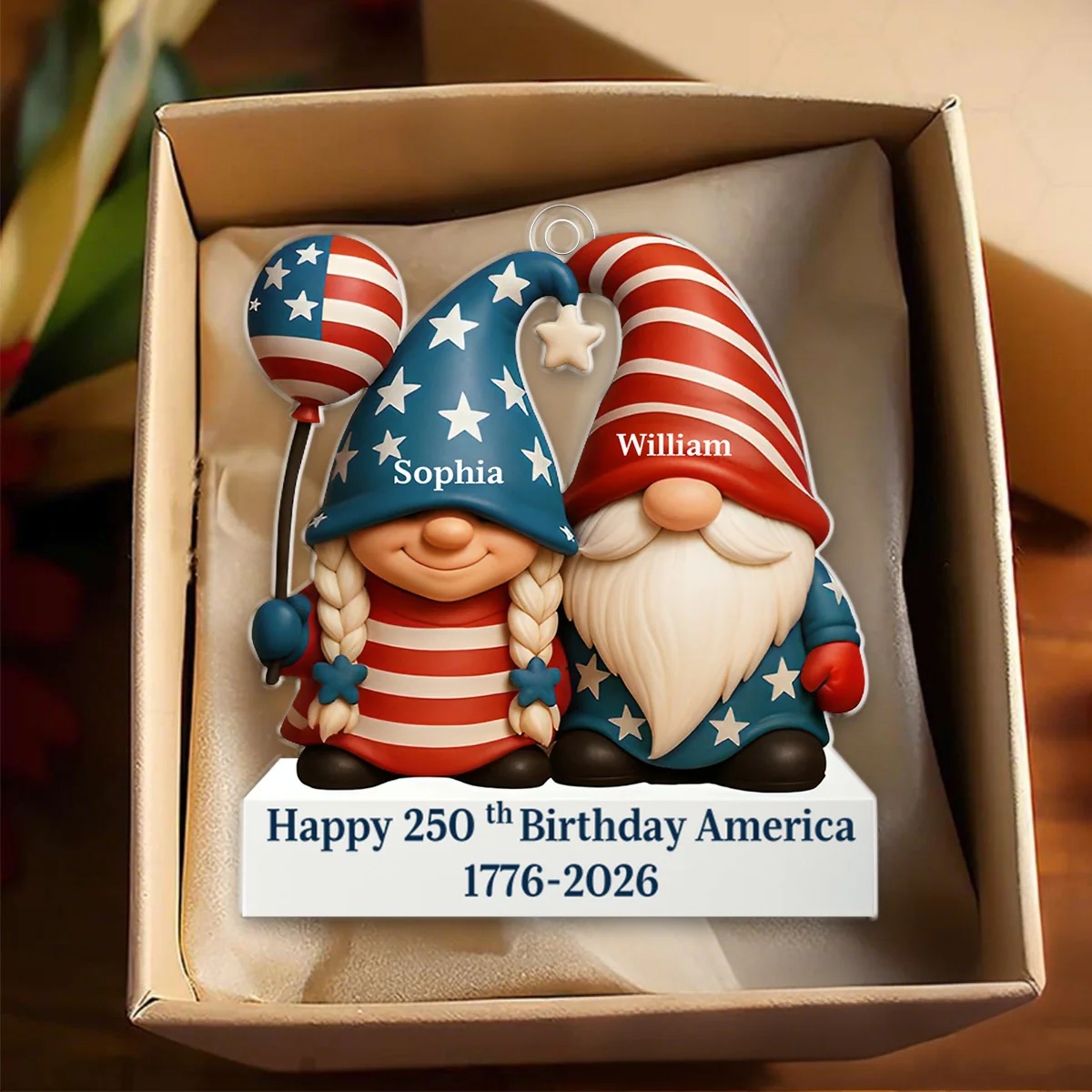 Couple Happy 250th Anniversary American Personalized Acrylic Ornament - Image 2