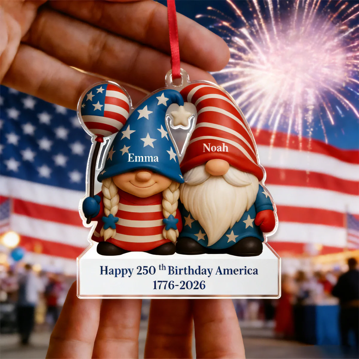 Couple Happy 250th Anniversary American Personalized Acrylic Ornament - Image 3