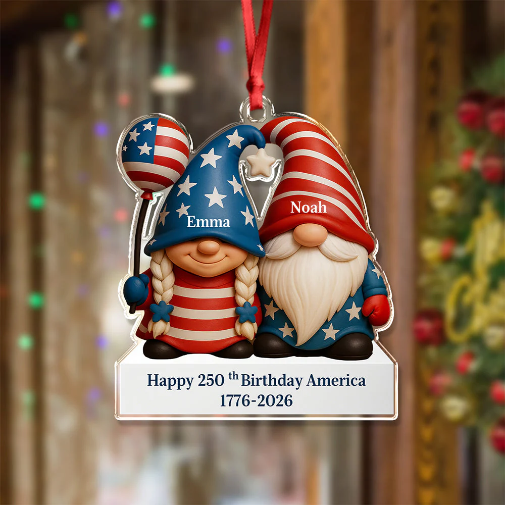 Couple Happy 250th Anniversary American Personalized Acrylic Ornament - Image 4