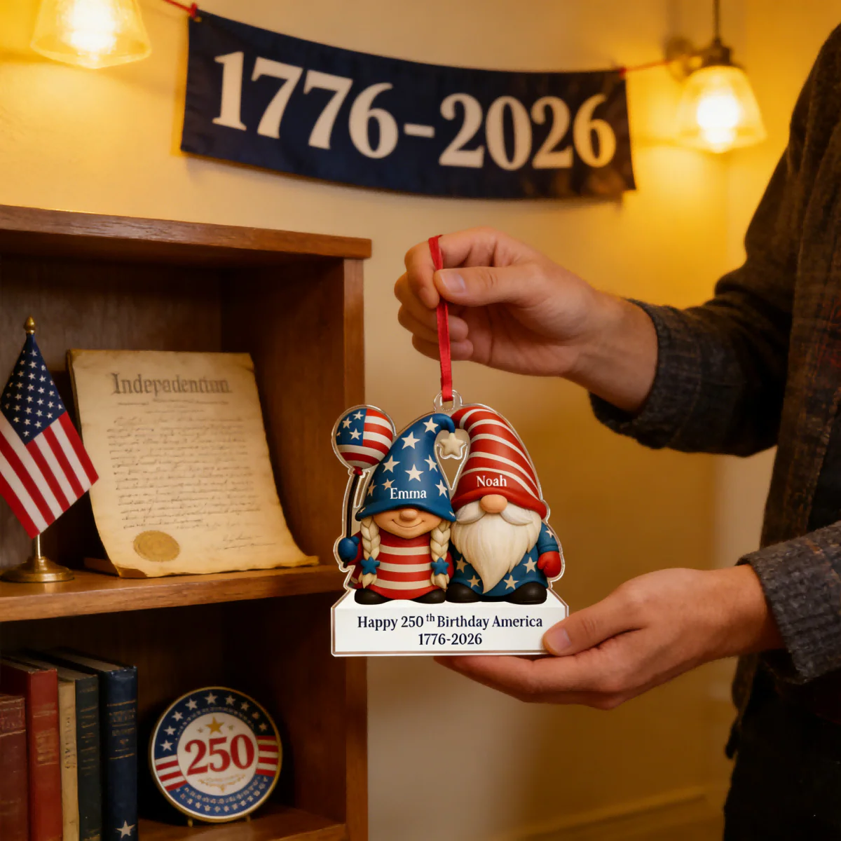 Couple Happy 250th Anniversary American Personalized Acrylic Ornament - Image 5
