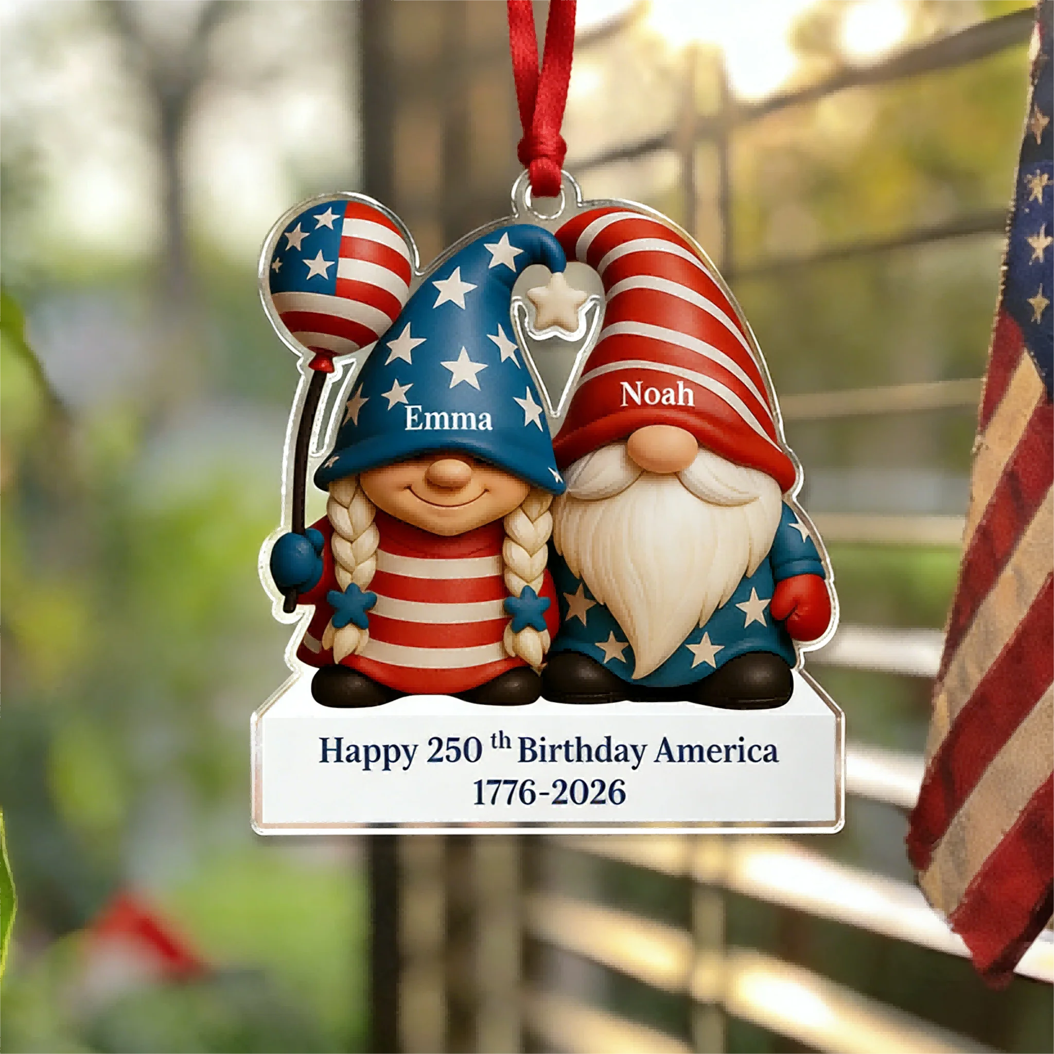 Couple Happy 250th Anniversary American Personalized Acrylic Ornament - Image 6