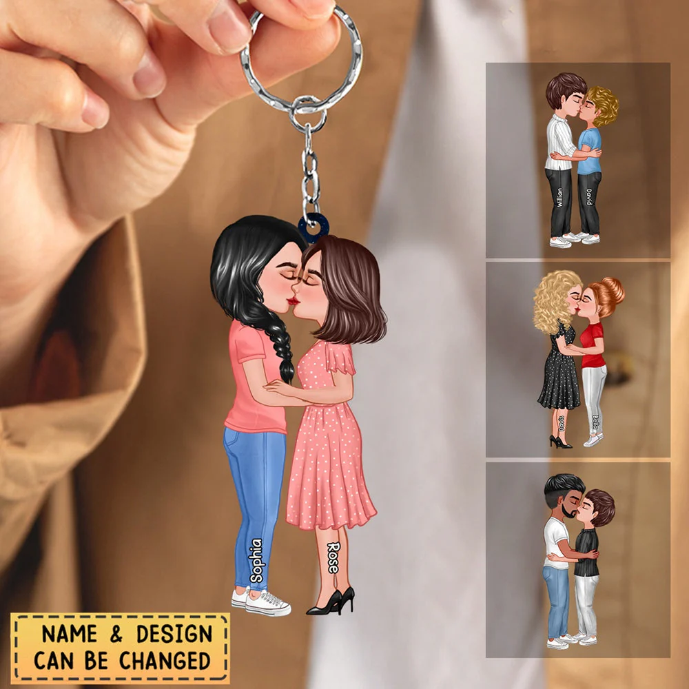 Couple Kissing Standing Valentine's Day Gift Personalized Keychain - Image 2