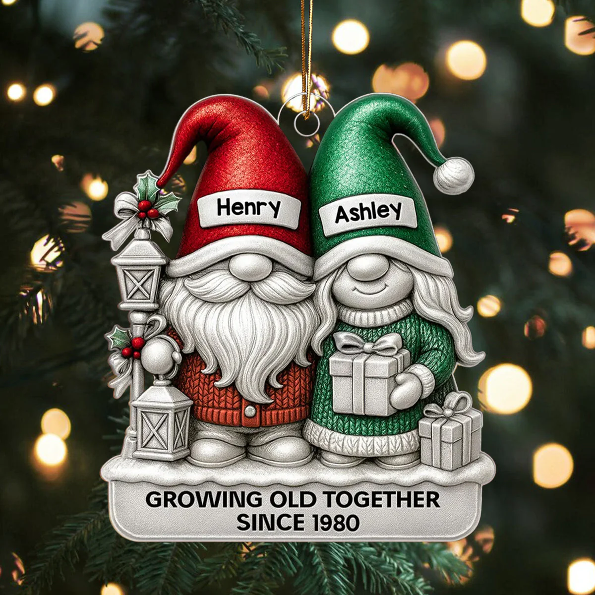 Couple Metallic Effect - Personalized Acrylic Ornament - Christmas Gift for Couple - Image 4