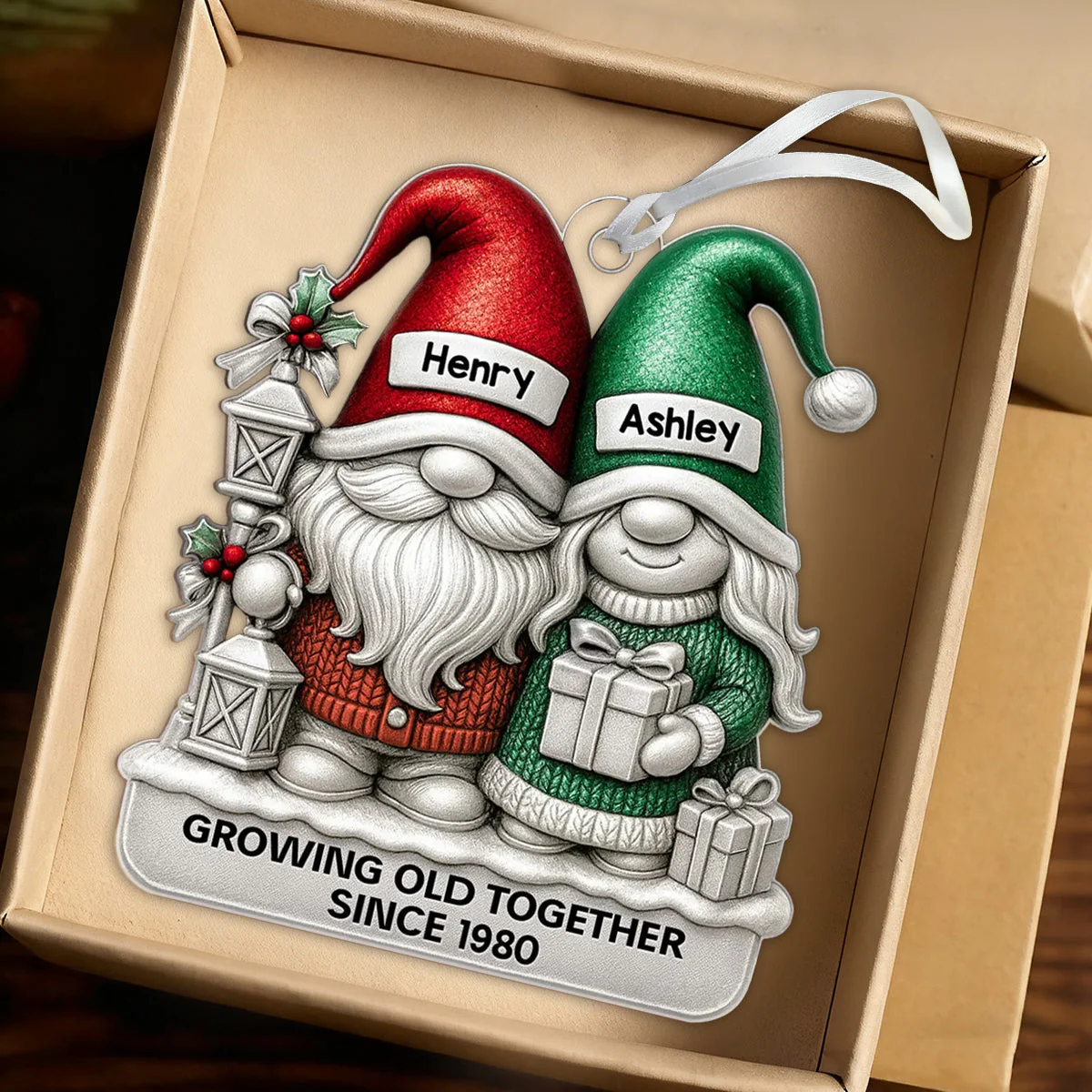 Couple Metallic Effect - Personalized Acrylic Ornament - Christmas Gift for Couple - Image 5