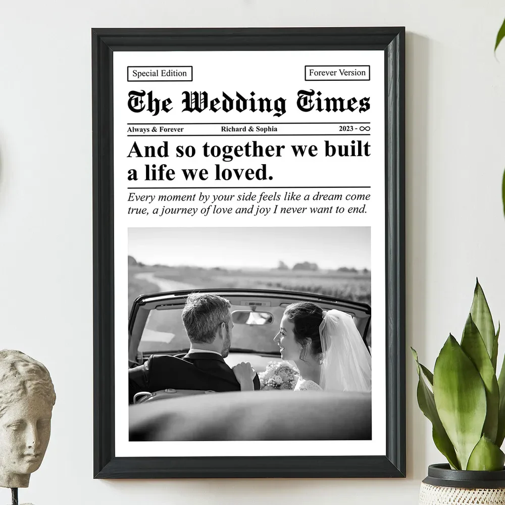 Couple Newspaper Anniversary Photo Collage Personalized Poster - Image 3