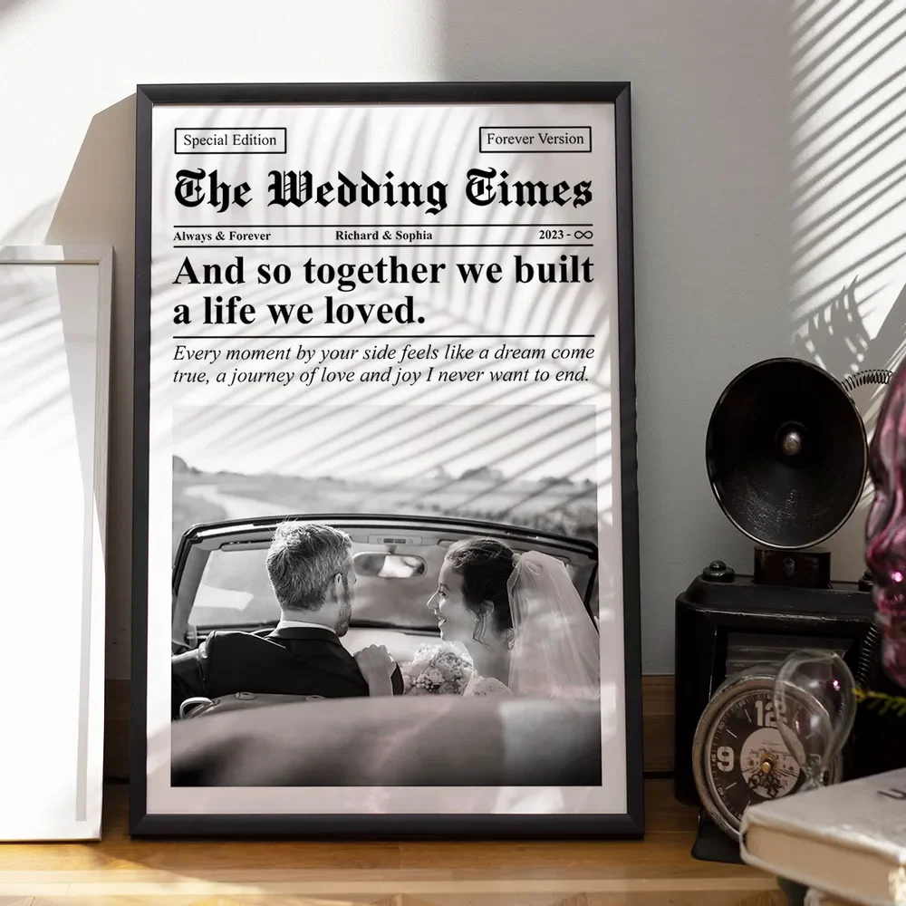 Couple Newspaper Anniversary Photo Collage Personalized Poster - Image 5