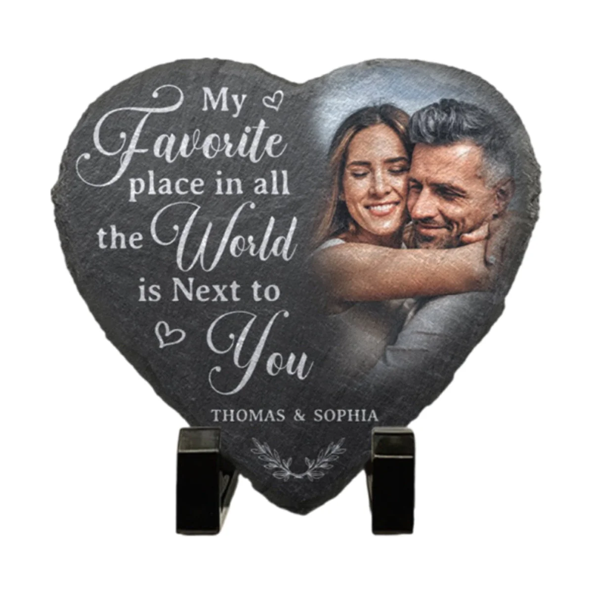 Couple Personalized Heart Shaped Stone With Stand