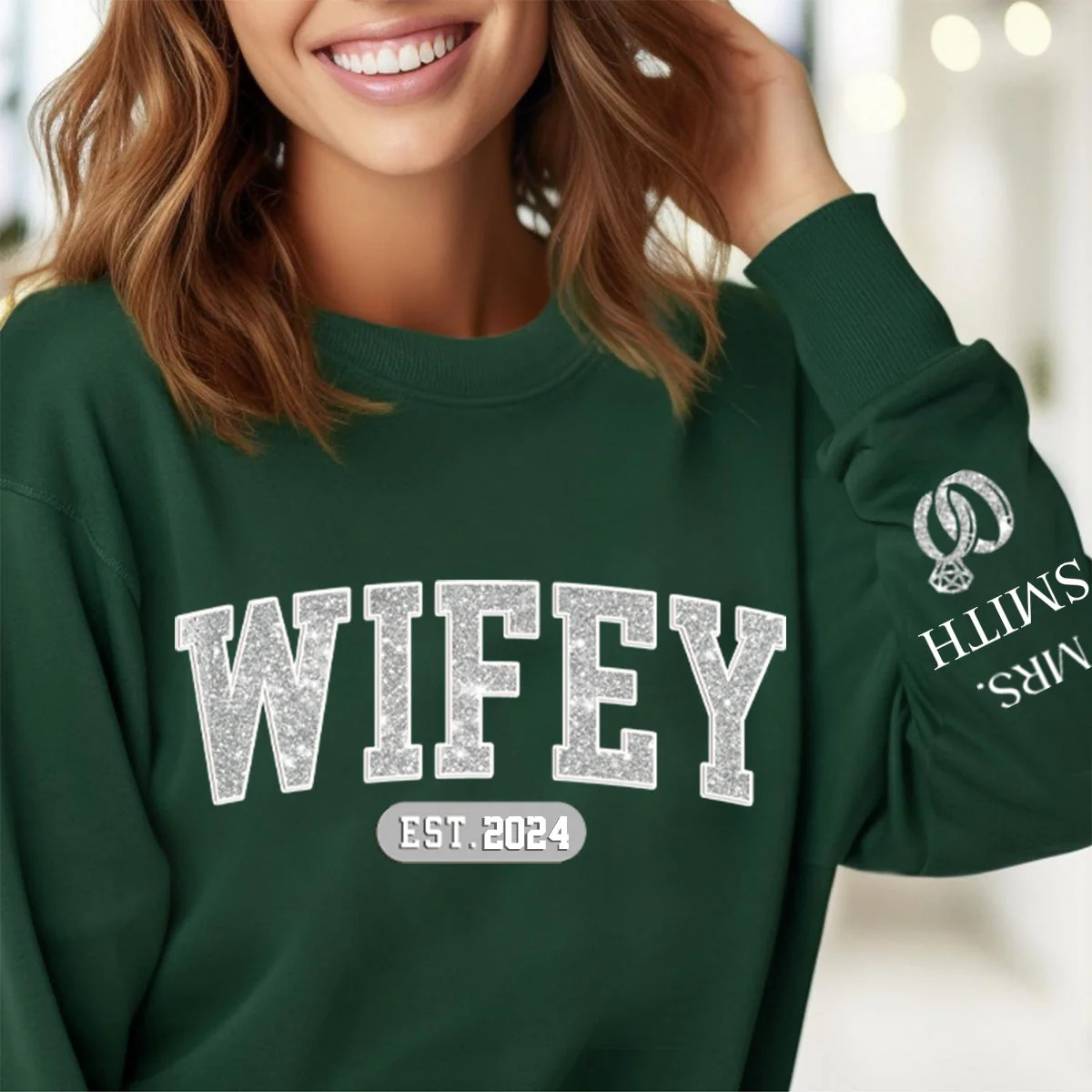 Couple Personalized Unisex Sweatshirt With Design On Sleeve - Gift For Husband Wife, Anniversary - Image 2
