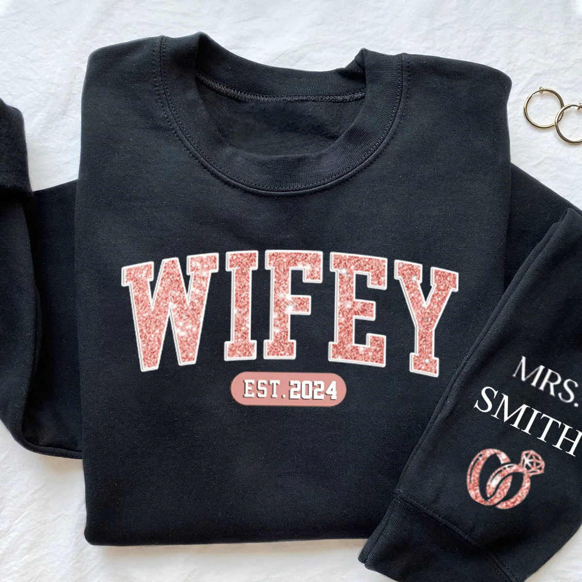 Couple Personalized Unisex Sweatshirt With Design On Sleeve - Gift For Husband Wife, Anniversary - Image 3