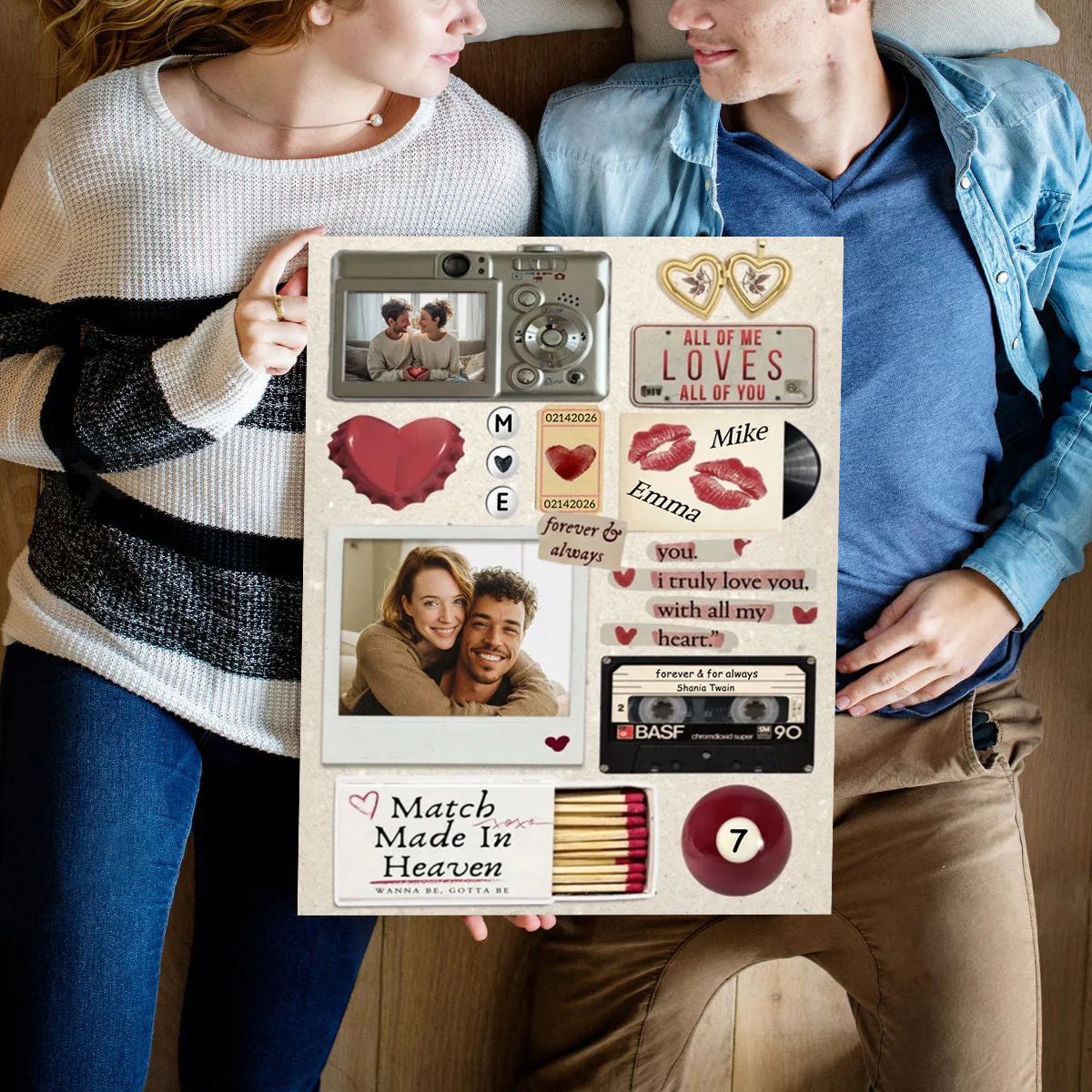 Coupleās Memory Scrapbook Canvas - Personalized Custom Wall Art, Anniversary & Valentineās Day Gift - Image 2