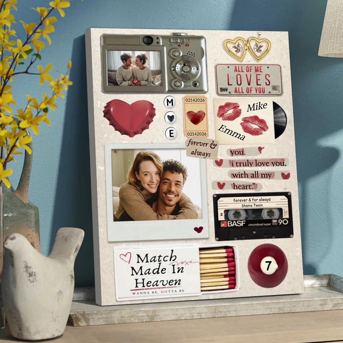 Coupleās Memory Scrapbook Canvas - Personalized Custom Wall Art, Anniversary & Valentineās Day Gift - Image 3