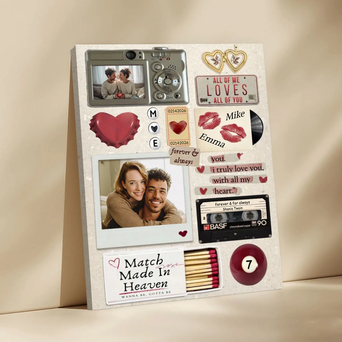 Coupleās Memory Scrapbook Canvas - Personalized Custom Wall Art, Anniversary & Valentineās Day Gift - Image 5