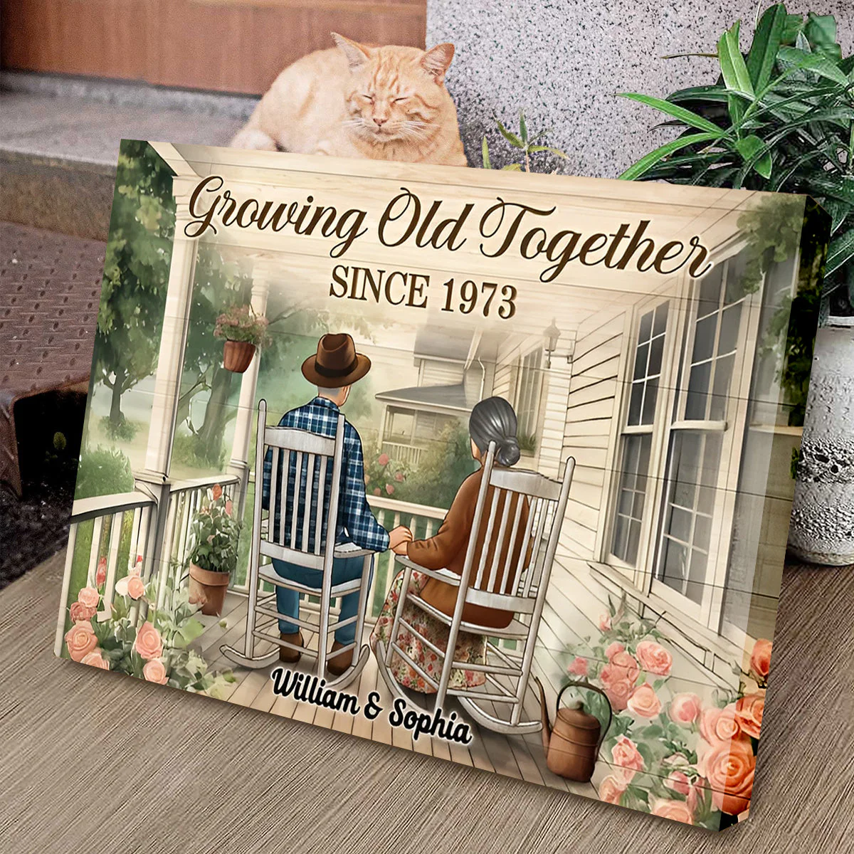 Couple Sitting On The Porch, Growing Old Together Personalized Poster, Heartfelt Gift For Couple - Image 2