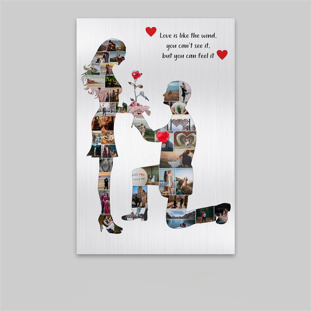 Couple Themed Give Flowers Personalized Custom Photo Collage Poster Gift - Image 2