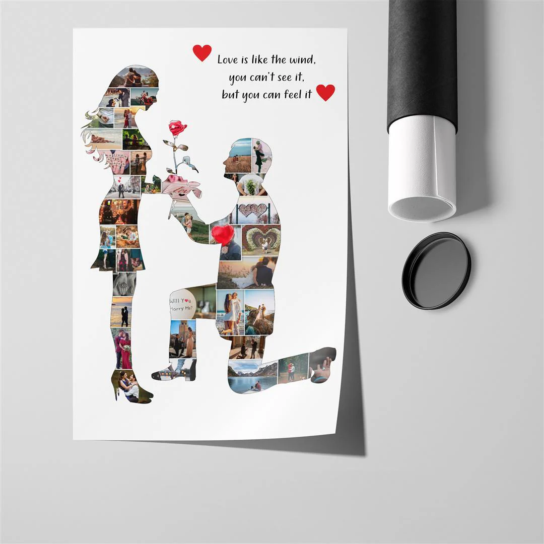 Couple Themed Give Flowers Personalized Custom Photo Collage Poster Gift - Image 3