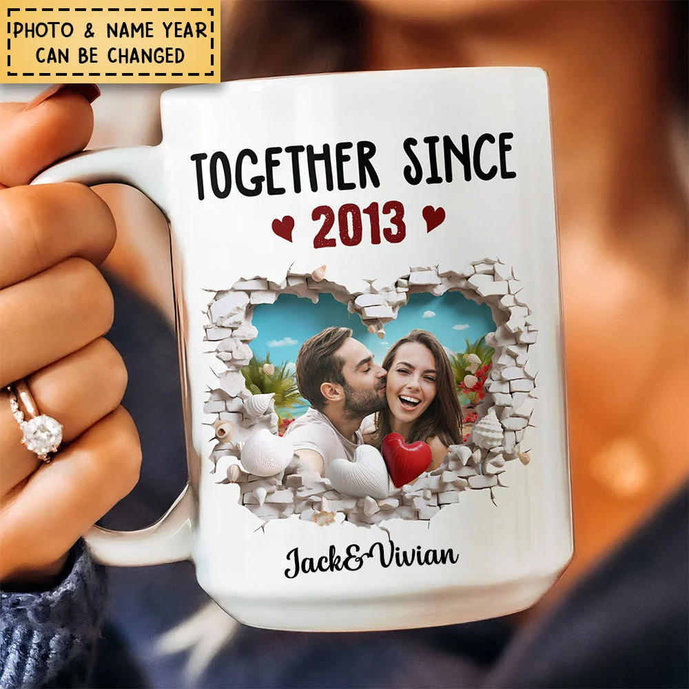 Couple Valentine Together Since Anniversary Gift - Personalized Photo Mug Gift For Husband Wife - Image 3