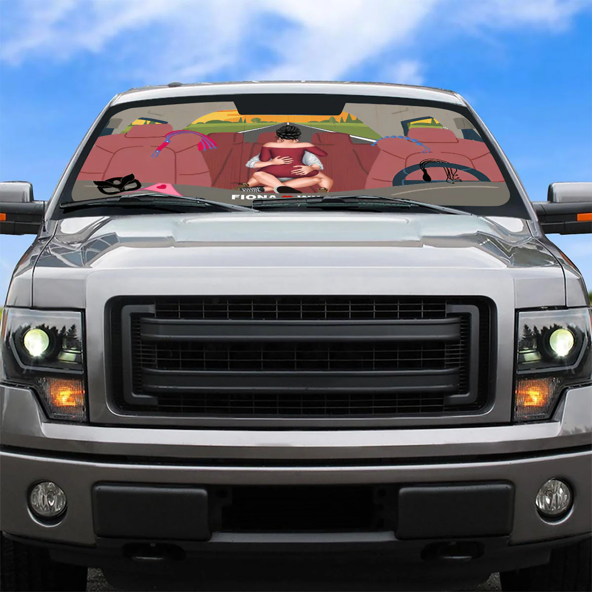 Couple Windshield Sunshade - Custom Love Design Personalized Car Sunshade Gift For Couple - Image 4