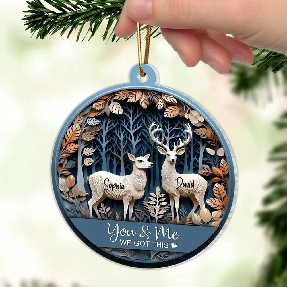 Couple You & Me We Got This Deers Personalized Acrylic Ornament - Image 2