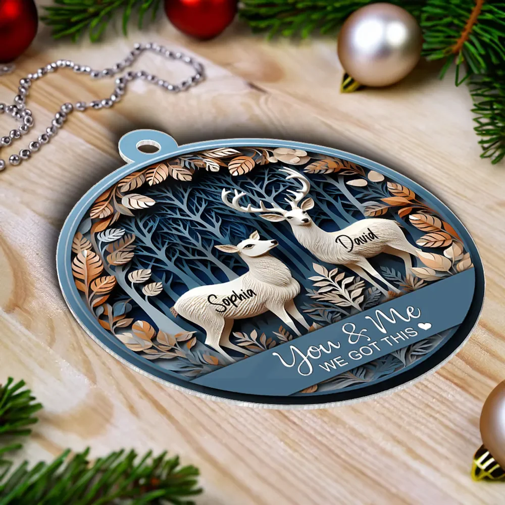 Couple You & Me We Got This Deers Personalized Acrylic Ornament - Image 4
