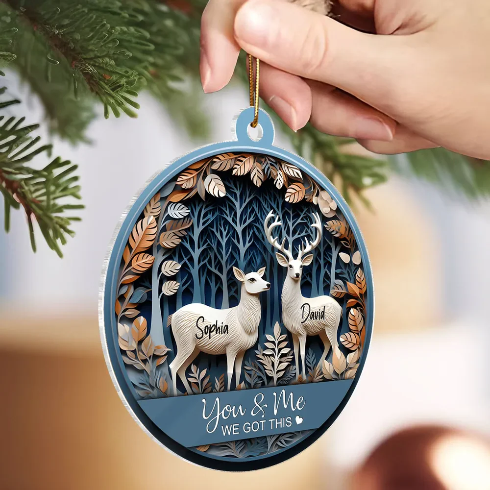 Couple You & Me We Got This Deers Personalized Acrylic Ornament - Image 5