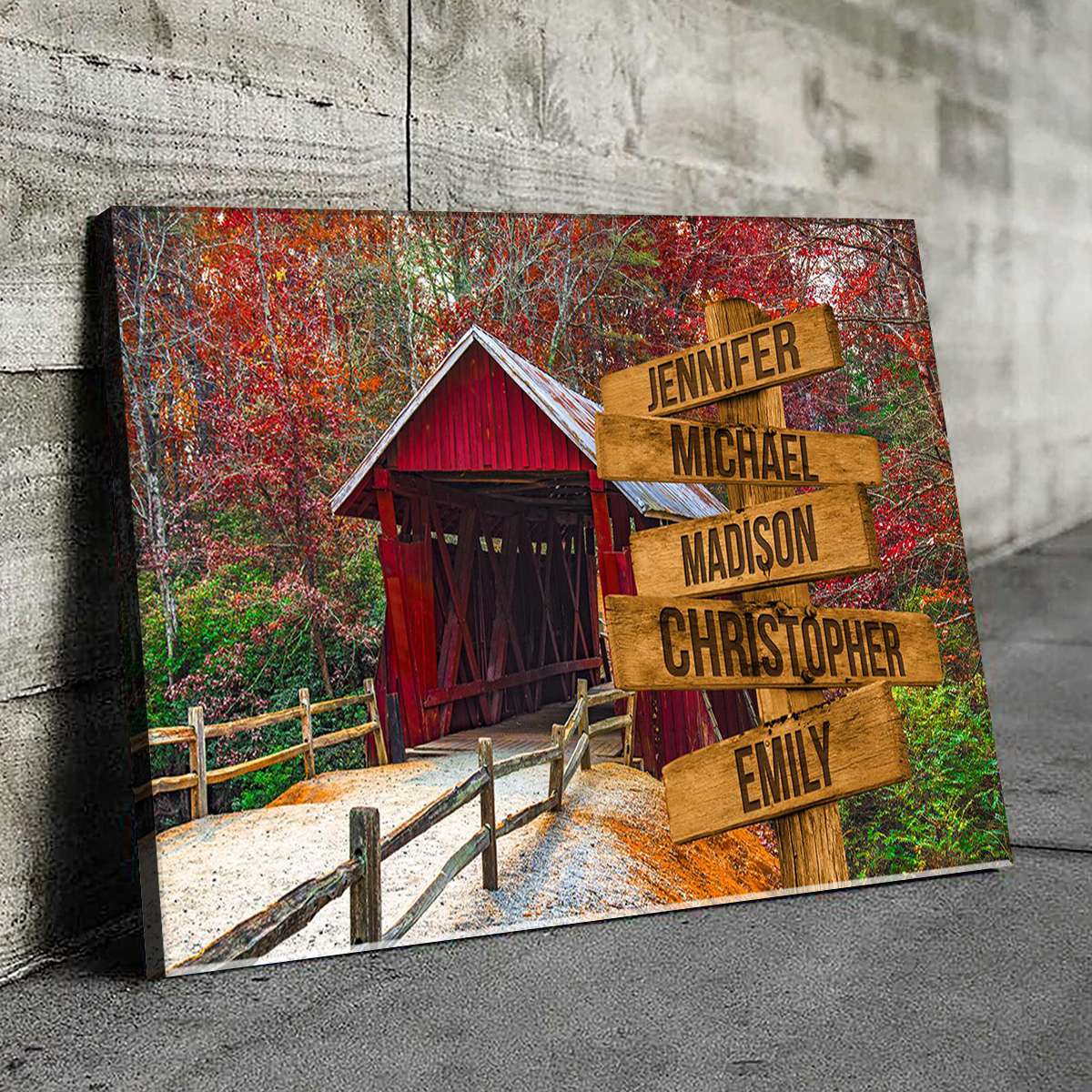 Covered Bridge Color, Personalized Multi-Names Family Poster - Image 5