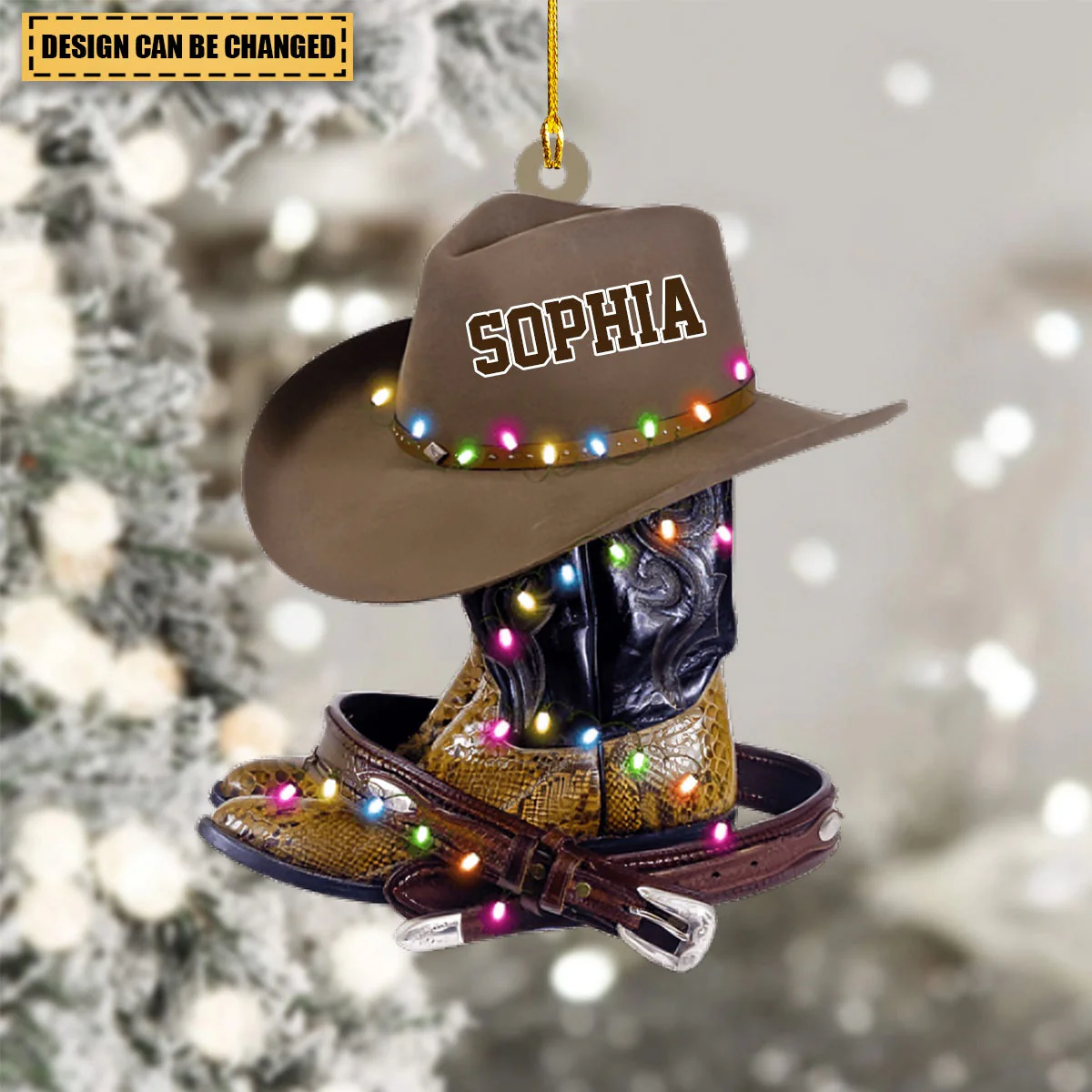 Cowboy Hat Shoes Personalized Acrylic Ornament - Image 6