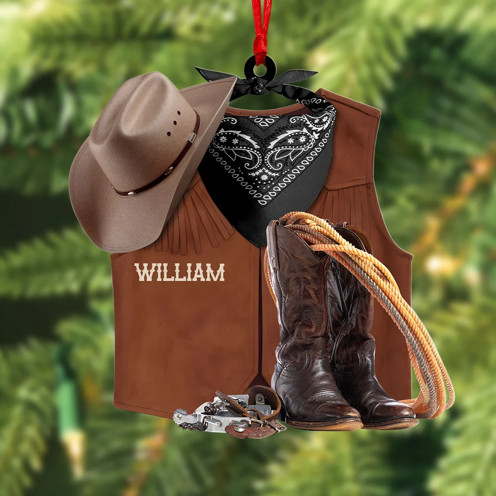 Cowboy Vest boots - Personalized Ornament Christmas Gift For Cowboy - Image 2