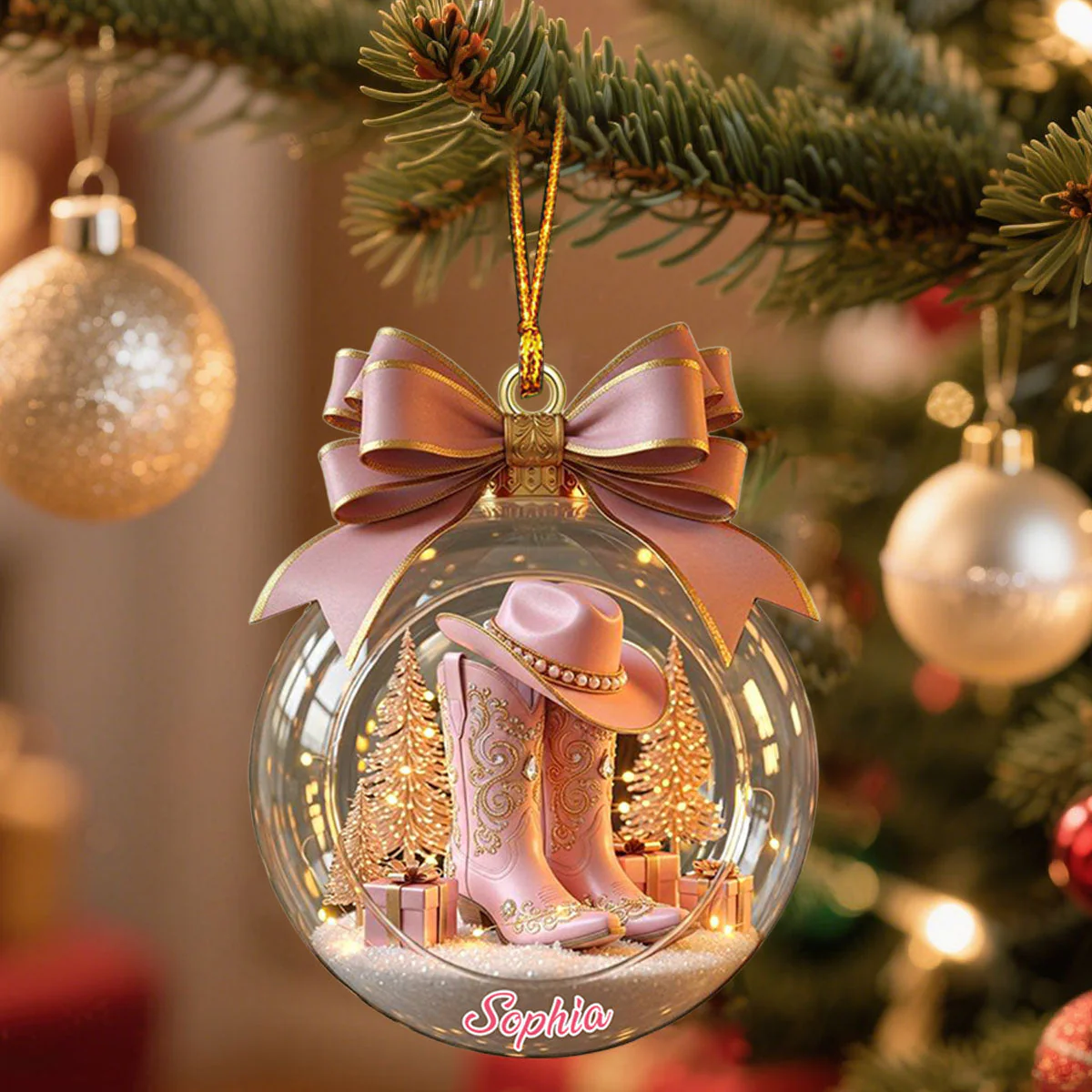 Cowgirl Boots Ornament - Personalized Christmas Gift For Cowgirl - Image 3