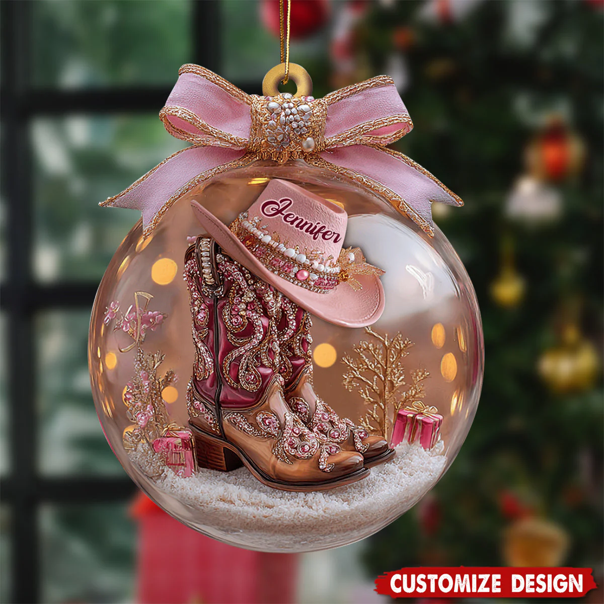 Cowgirl Boots Ornament - Personalized Gift For Cowgirl - Image 2