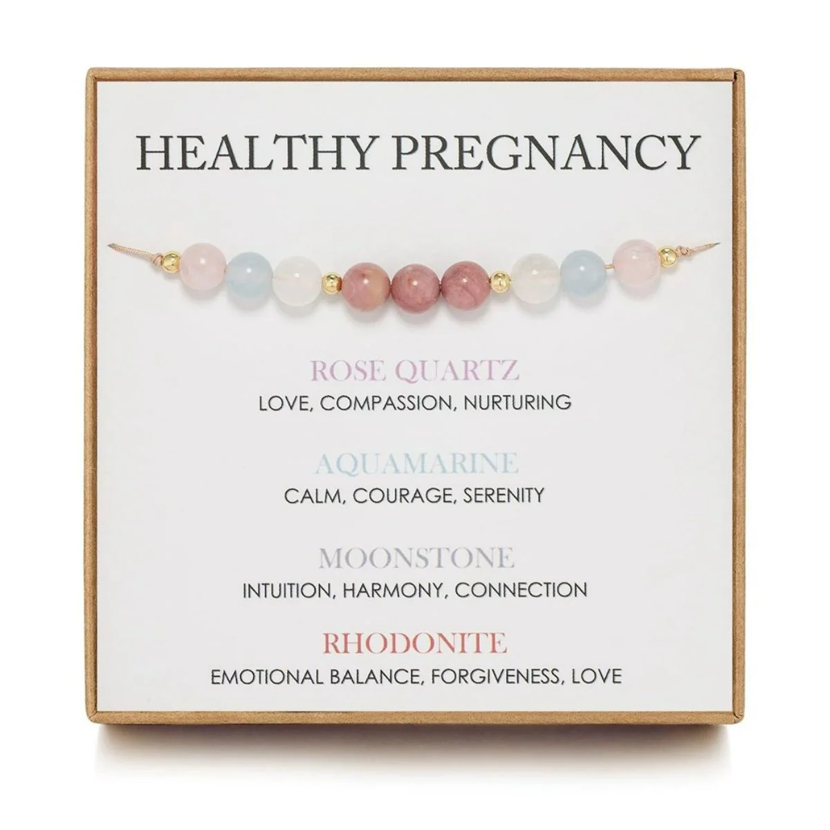 Crystal bracelet Healthy pregnancy, support, expectant mother gift, rose quartz bracelet