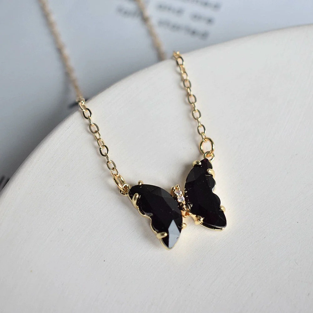 Crystal Butterfly Charm Necklace - Image 2