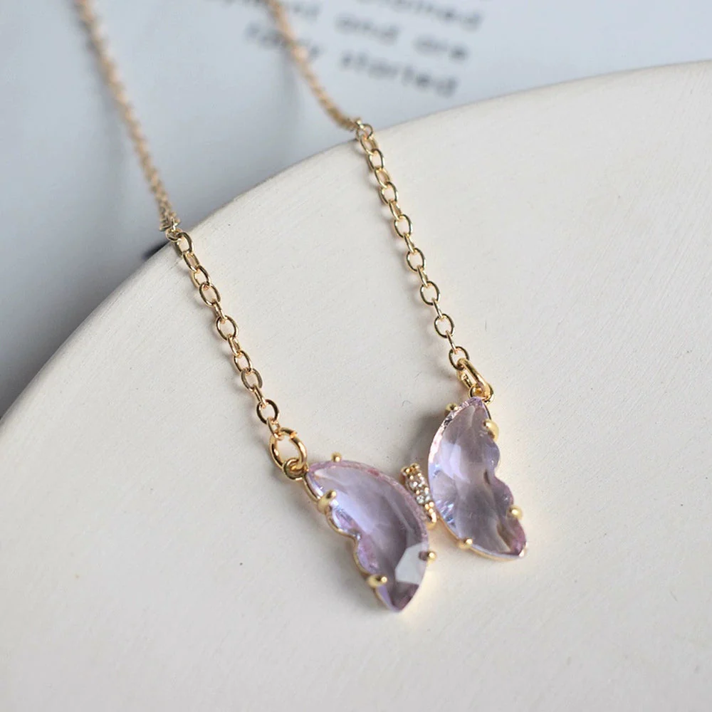 Crystal Butterfly Charm Necklace - Image 3